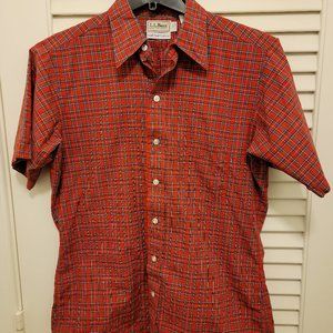 L.L. Bean Vintage Men's Plaid Shirt, Single Needle Stitching M 15-15.5